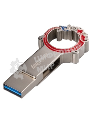 Флешка USB SmartBuy Metal Snake Dual (SB32GB3MSN), 32Gb, USB 3.0/3.1, R/W 75/30, серебристый/красный