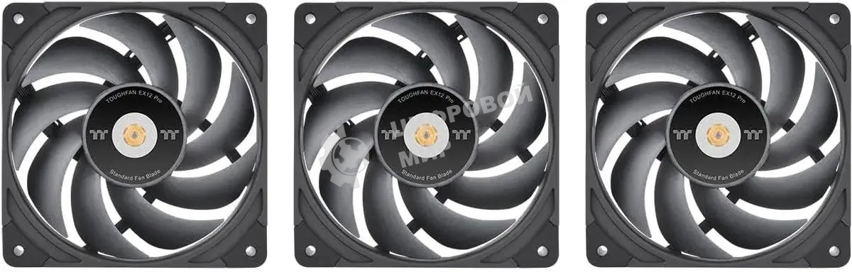 Комплект вентиляторов для корпуса Thermaltake TOUGHFAN EX12 Pro (3 шт.) черный, 120 мм, 2000 об/мин, 29.8 дБ, 4 pin