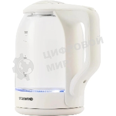 Чайник электрический StarWind SKG1056 1.8 л, 2000 Вт, белый/прозрачный