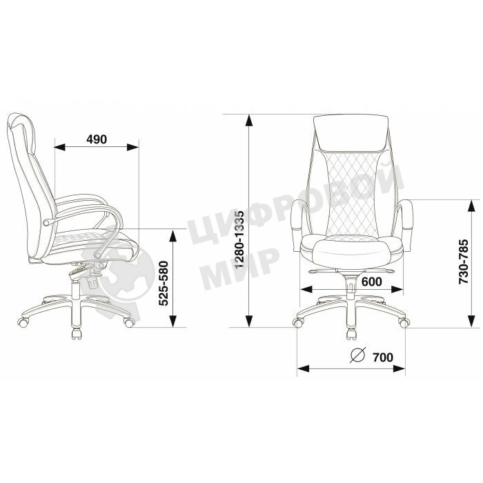 Кресло руководителя Бюрократ T-9924SL черный, кожа, крестовина металл хром