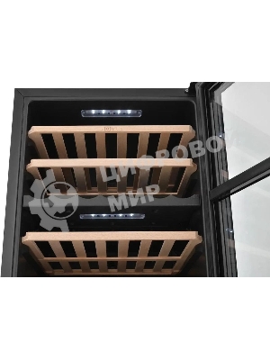 Винный шкаф ZÜGEL ZCWF521DB черный, 127 л, 2 отсека, 52 бут., класс A+