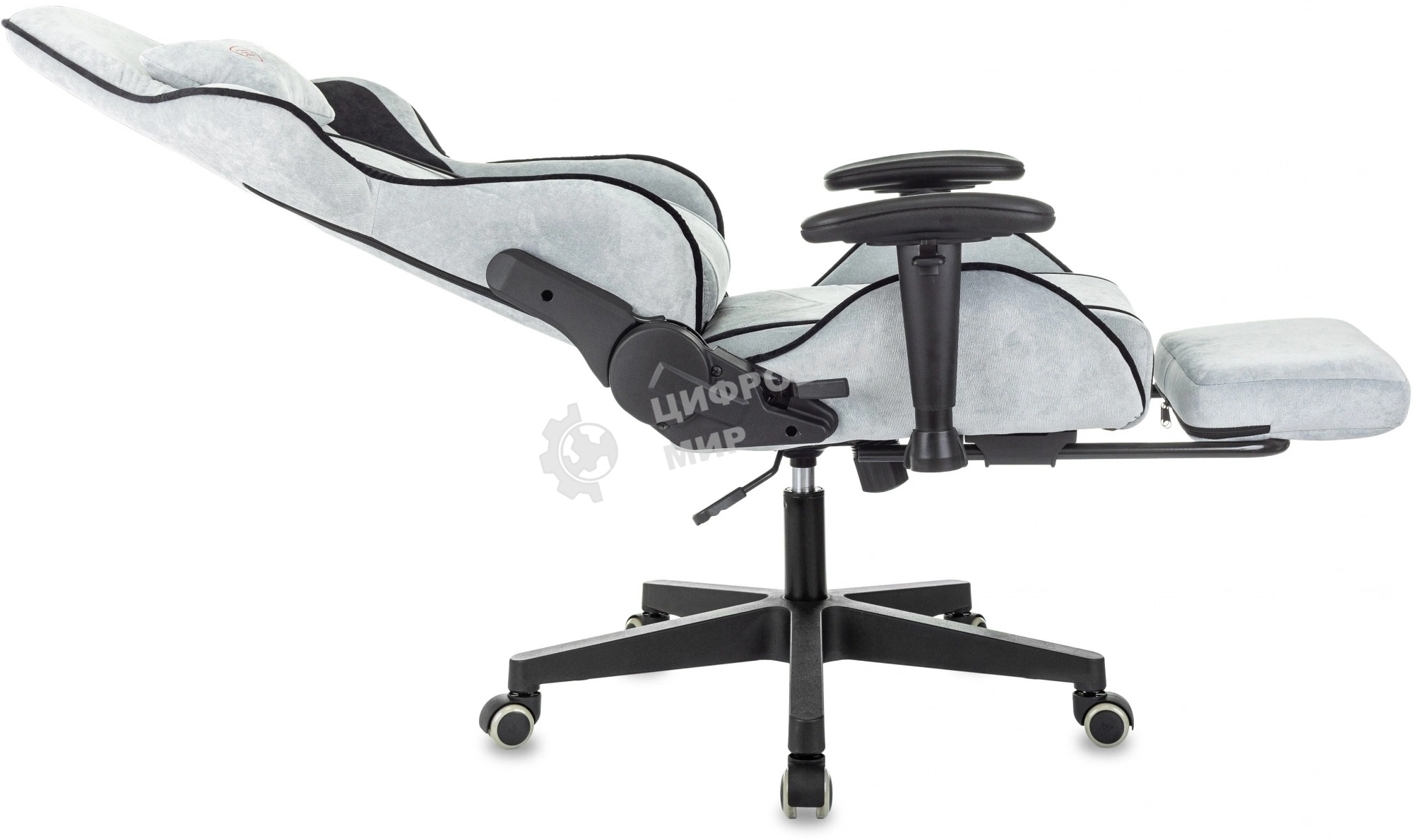 Кресло игровое Zombie Drift/F серо-голубой/черный, крестов. пластик, подст. для ног