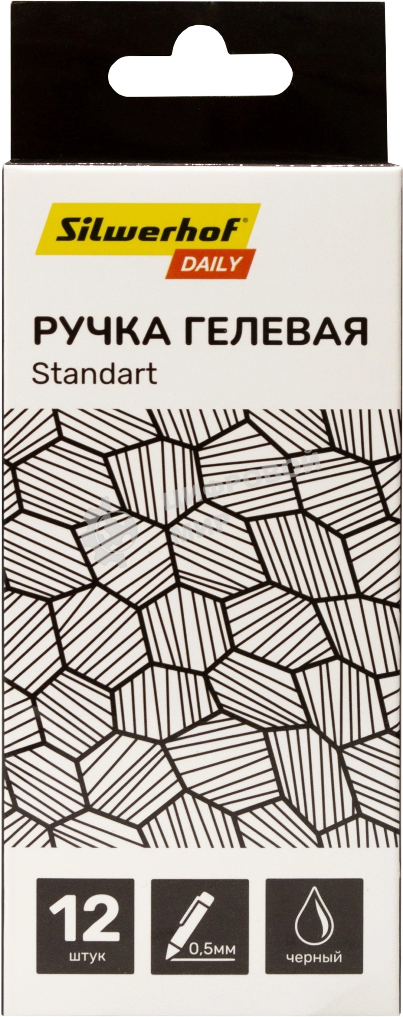 Набор ручек гелевых автоматическая Silwerhof Daily NG Standart, d=0.5мм, черные чернила, коробка картонная (12шт), линия 0.3мм