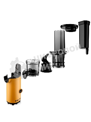 Соковыжималка BRAYER 1706BR-YE жёлтый, шнековая вертикальная, 130 Вт, 600 мл, электронное, реверс