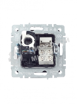 Розетка компьютерная двойная RJ11+RJ45 IEK BRITE РК/Т12-БрЧ кат.5E черный