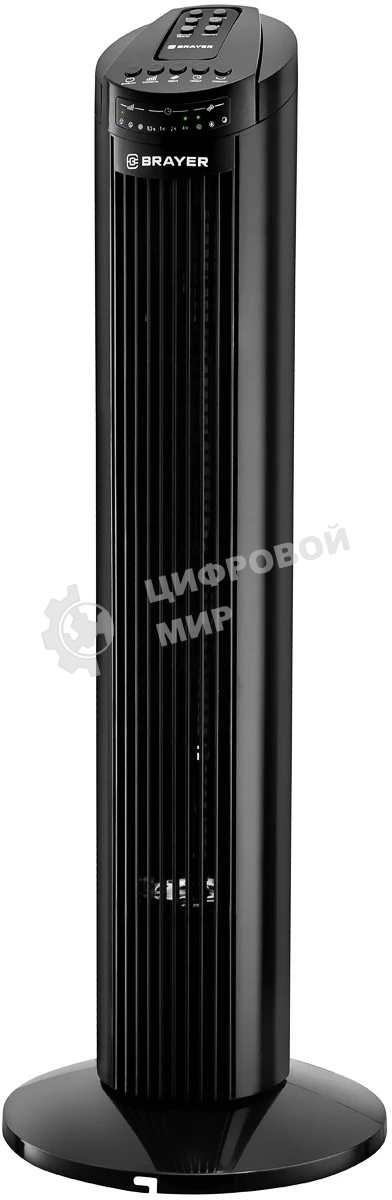 Колонный вентилятор BRAYER BR4958BK, механ.упр.,пульт ДУ,вращение90°,мощ-ть50Вт,защита от перегрева