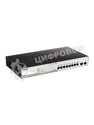 Коммутатор D-Link DGS-1210-10MP/F3A, 8×1 Гбит/с + 2×1 Гбит/с SFP, управляемый
