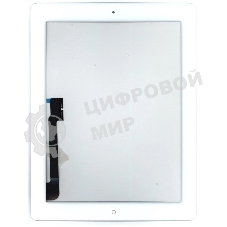 Сенсорное стекло (тачскрин) для iPad, 3 белое с кнопкой