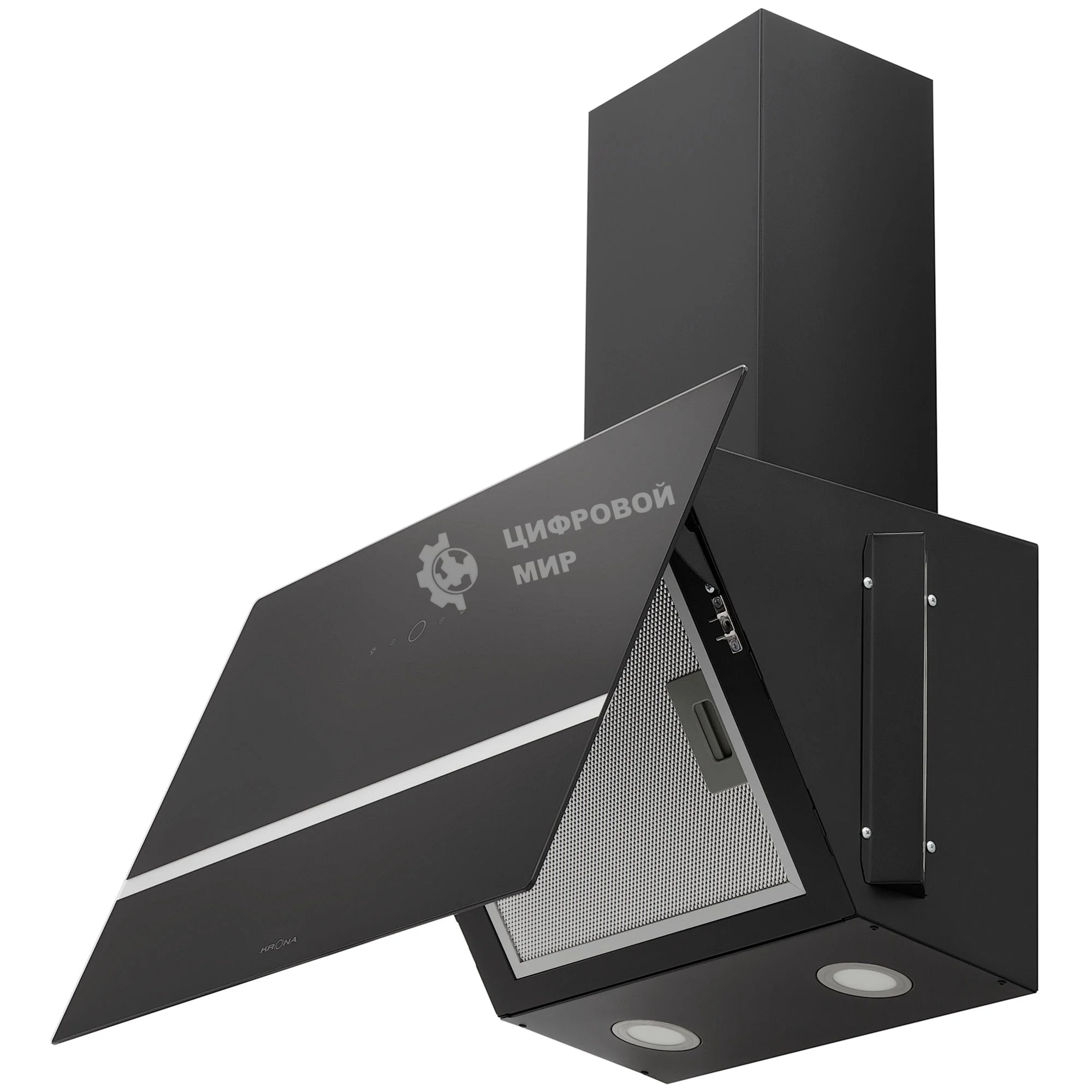 Вытяжка наклонная KRONA Bruna 600 S черный/серебристый, 59.5 см, 1300 куб. м/ч, 56 дБ