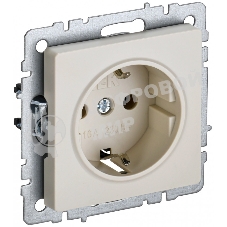 Розетка 1-местная IEK BRITE 16А РС14-1-0-БрКр с заземлением, с защитными шторками, 16А, бежевый