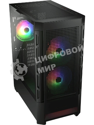 Компьютерный корпус Cougar Airface RGB Black, 2х140мм + 1x120мм ARGB Fan, ARGB Fan Hub, без БП, черный, ATX