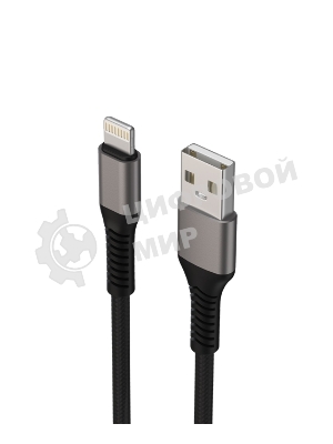 Дата-кабель Maxvi MC-21L USB-Lightning 2.4А, 1м, black-grey