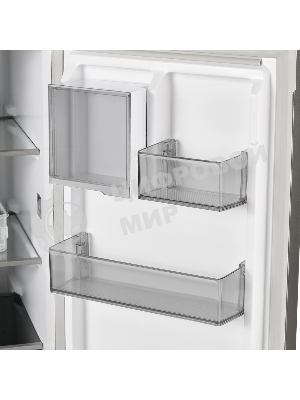 Холодильник Maunfeld MFF192NFB01 Inverter черный стекло трехкамерный 334/184л морозилка снизу, No Frost, Side by Side