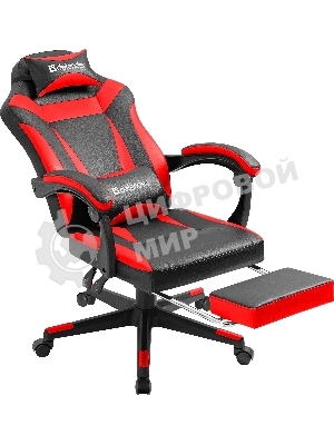 Кресло Defender CRUISER BLACK/RED черный/красный, экокожа, подставка для ног