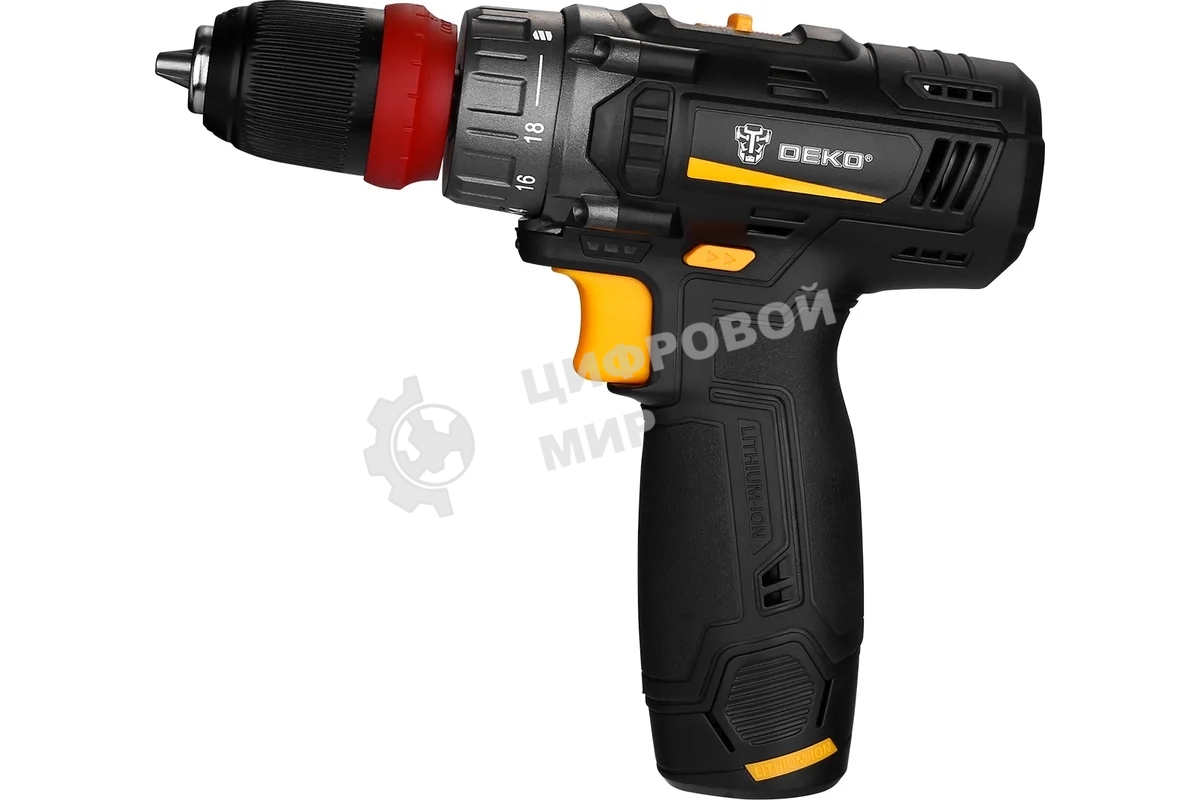 Дрель-шуруповерт аккумуляторная Deko GCD12DU3, 12В, 1 АКБ