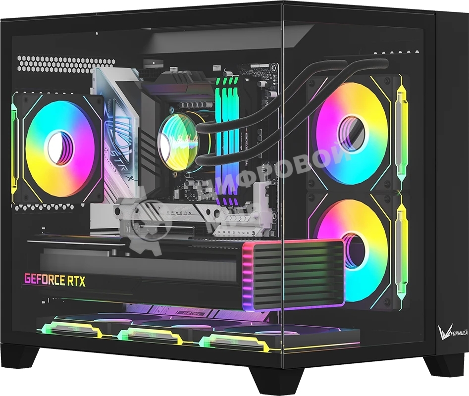 Компьютерный корпус AeroCool/Formula Crystal Z9ML Floe черный без БП mATX 4x120мм 2xUSB 3.0 audio bott PSU