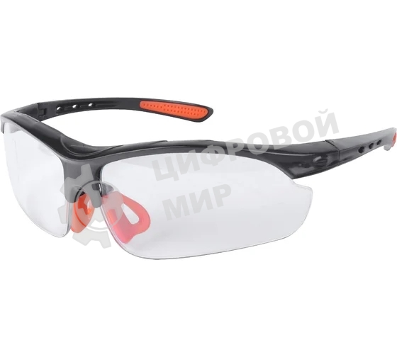 Очки защитные Patriot PPG-11 открытые, прозрачные, оранжевая окантовка, усиленные.