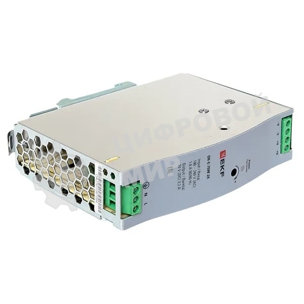 Блок питания на дин рейку EKF DR-E-75W-24 75Вт Uвх 220В AC Uвых 24В DC постоянного тока