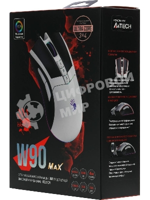 Мышь проводная A4Tech Bloody W90 Max белый/черный, 10000 dpi, USB, кнопки - 10