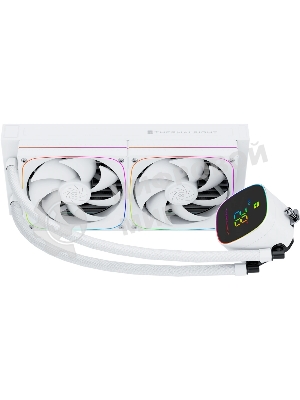 Система жидкостного охлаждения Thermalright Frozen Horizon 240 Digital (240мм, LED temp., White, ARGB/Fans: 2x120мм, 68.9CFM, 28.2dBA, 2000RPM/Pump height 53.2мм, Rad thickness 27мм/S: 1700, 1200, 1851, 115X, AM5, AM4)
