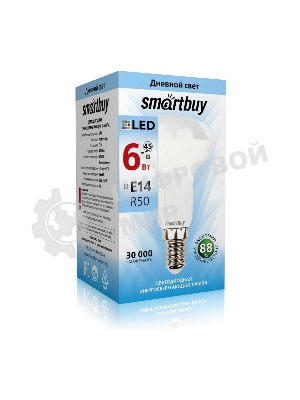 Светодиодная лампа Smartbuy R50-06W/4000/E14. цоколь Е14, 6 Вт, 220 В, 30000 ч, 4000 К