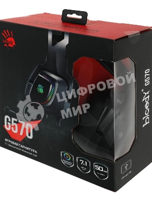Гарнитура проводная с микрофоном A4Tech Bloody G570 черный/серый 2м мониторные USB оголовье (G570 USB/BLACK + GREY)