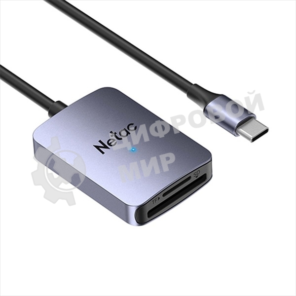 Кард-ридер Netac Flash WK12/серый/SD/SDHC/SDXC/microSD/microSDHC/microSDXC/USB 3.0 Type-C/пластик