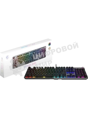 Клавиатура MSI STRIKE 600 Silent механическая серый/черный USB Multimedia for gamer LED (подставка для запястий) (S11-04RU256-CLA)