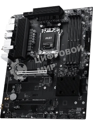 Материнская плата MSI PRO B850-S EVO WIFI, AM5, AMD B850, 4xDDR5 (до 256 ГБ), 4xSATA, 3xM.2 (1xPCIe 5.0, 2xPCIe 4.0), 1xPCIe 5.0 x16, 1xPCIe 4.0 x16, 1xHDMI, 1xDP, 1x5Gb LAN, Wi-Fi 7, Bluetooth 5.4, 1xUSB-C 10Gbps, 2xUSB-A 10Gbps, 2xUSB-A 5Gbps, 4xUSB-A 2.0, 3x3.5 мм, 7.1, чёрный, ATX