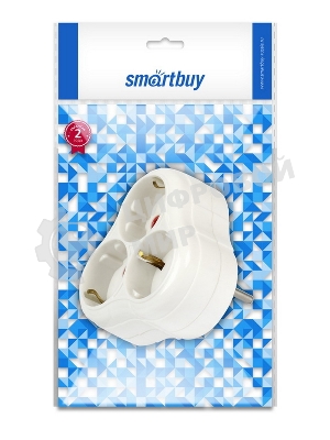 Тройник Smartbuy (SBE-16-A01-3z) 3 гнезда с заземлением круглый белый 16А 250В