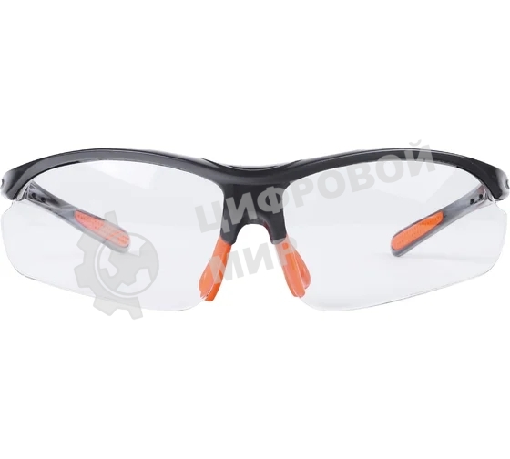 Очки защитные Patriot PPG-11 открытые, прозрачные, оранжевая окантовка, усиленные.