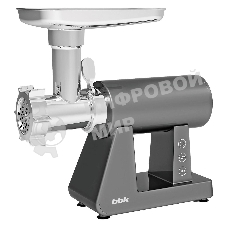 Мясорубка электрическая BBK MG3002 серый, 2500 Вт, 2.5 кг/мин, реверс, защита от перегрузки, металлический лоток, насадки - 7