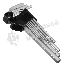 Набор ключей имбусовых Denzel, HEX, 1,5-10 мм, CrV, 9 шт., удлиненные