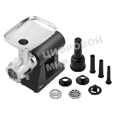 Мясорубка электрическая BBK MG3000 черный, 2500 Вт, 2.5 кг/мин, реверс, защита от перегрузки, металлический лоток, насадки - 7