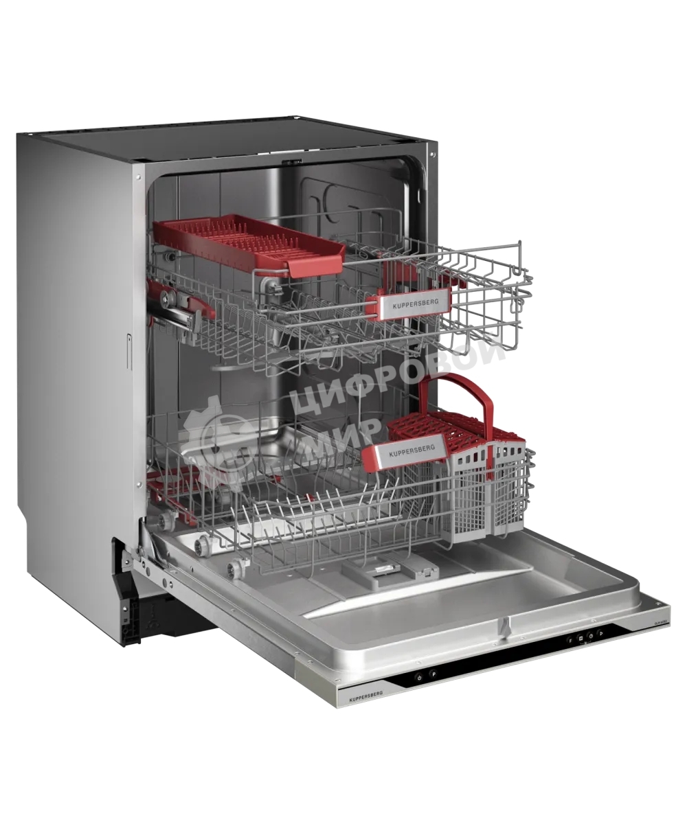 Встраиваемая посудомоечная машина Kuppersberg, High-Tech, 60 см, 14 комплектов, 3 корзины, 7 программ, конденсационная сушка, автоматическое открывание двери, LED подсветка, кнопочное управление, энергоэффективность А+++