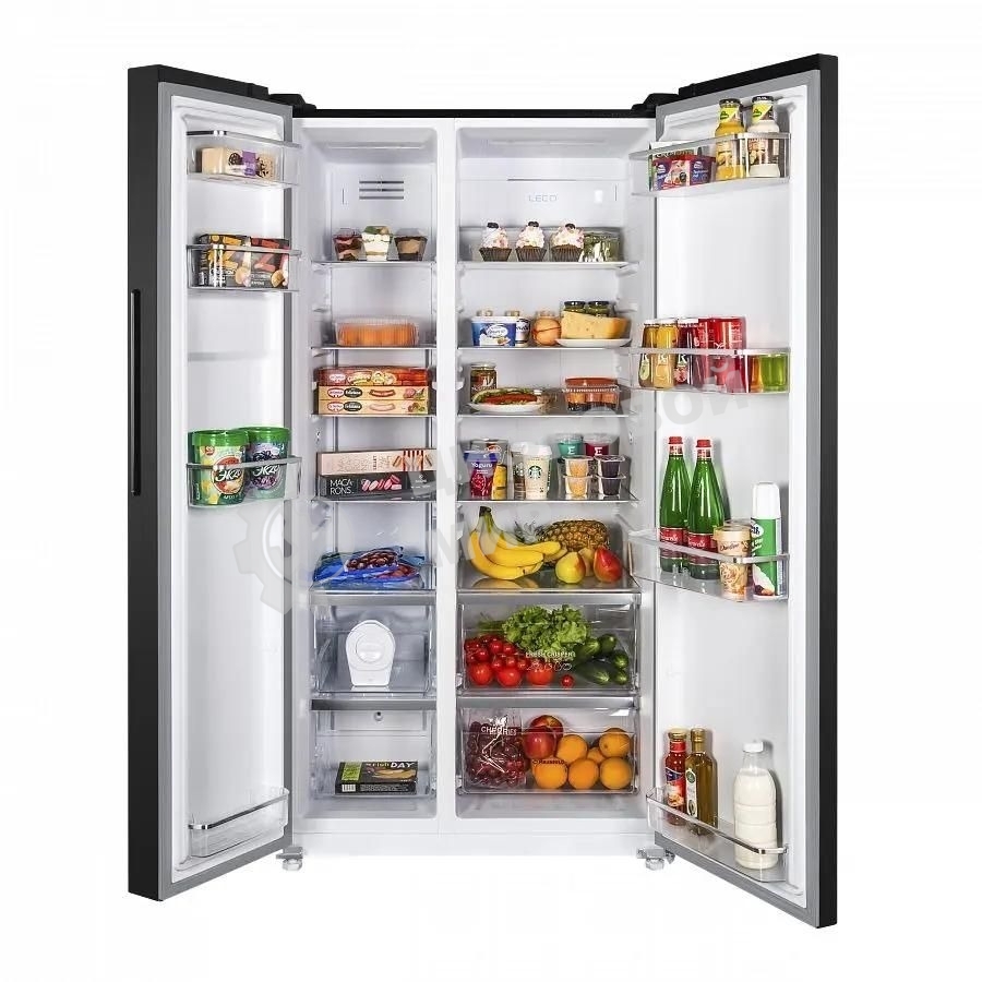 Холодильник Maunfeld MFF177NFSB черный глянц. двухкамерный 263/170л морозилка сбоку, No Frost, Side by Side