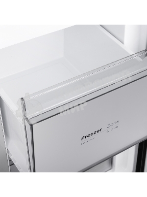 Холодильник Maunfeld MFF192NFB01 Inverter черный стекло трехкамерный 334/184л морозилка снизу, No Frost, Side by Side