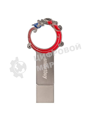 Флешка USB SmartBuy Metal Snake Dual (SB32GB3MSN), 32Gb, USB 3.0/3.1, R/W 75/30, серебристый/красный