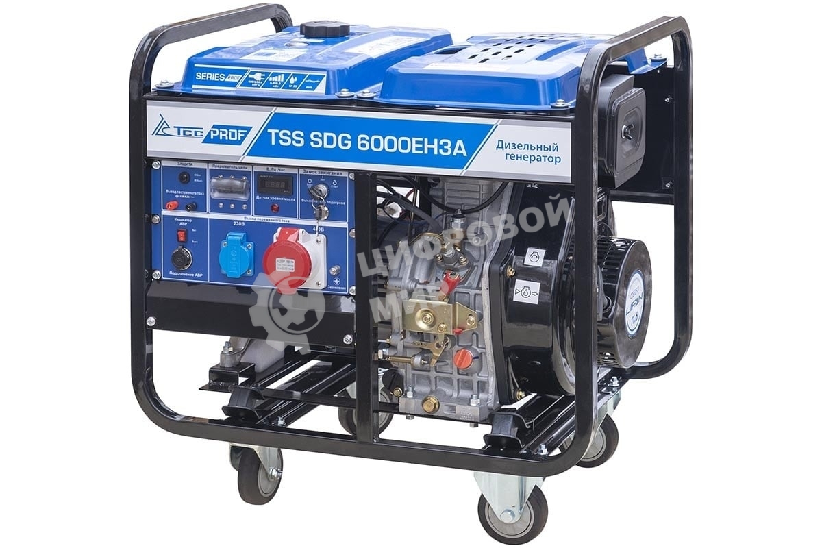 Электрогенератор дизельный ТСС SDG 6000EH3A, 6.5 кВт, 77 дБ, 114 кг