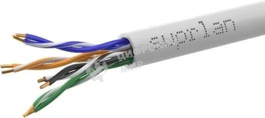 Кабель информационный Suprlan Median 01-0334-9, cat.5e U/UTP 4 пары 24AWG, PVC внутренний, 305м, серый