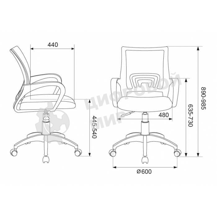 Кресло компьютерное Бюрократ CH-W695NLT TW-03A TW-18 салатовый, крестовина пластик, пластик белый