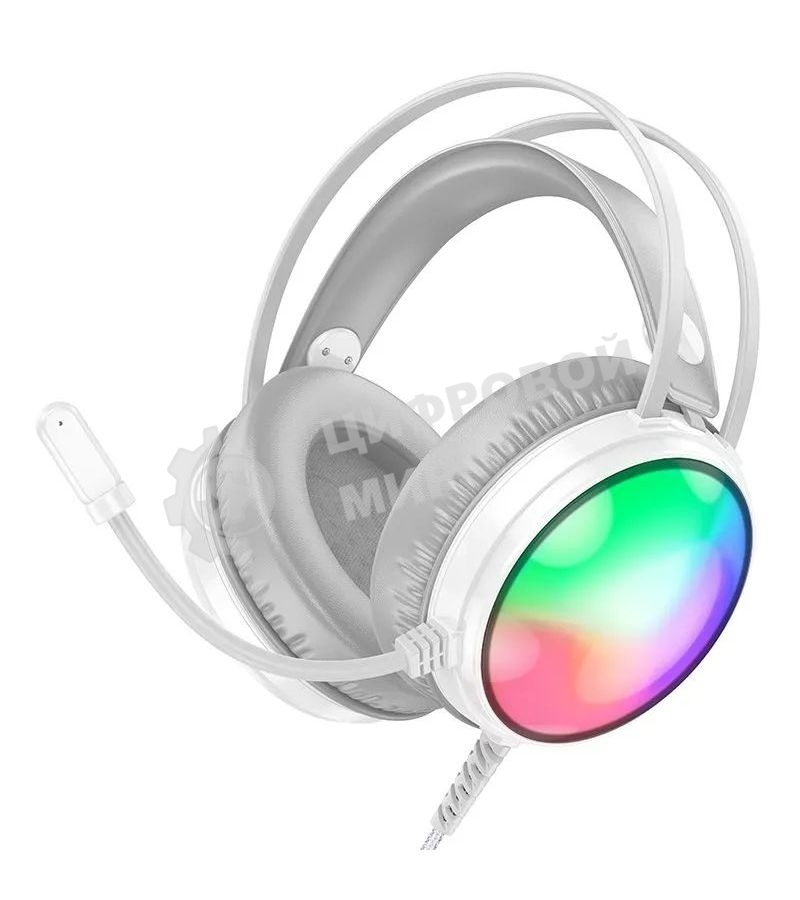 Гарнитура Borofone BO108 белый, проводная, 3.5 мм, подсветка