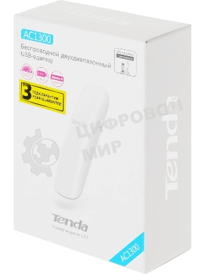Адаптер Wi-Fi Tenda U12 (USB3.0, WLAN 1300Mbps, 802.11ac) 1x int Antenna
