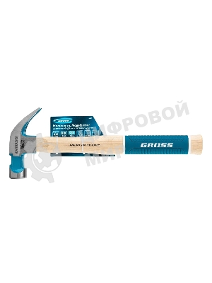 Молоток-гвоздодер Gross AMERICAN HICKORY 450 г, угол 45, магнит, обрезиненная рукоятка