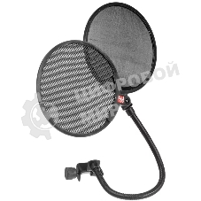 Поп фильтр sE Electronics Dual Pop Filter состоит из двух частей, первая часть изготовлена из прочной глянцевой ткани со стандартной тканевой мембраной и вторая металлическая на шарнирном механизме