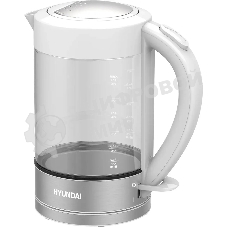 Чайник электрический Hyundai HYK-G9990 1.6 л, 2000 Вт, белый/серебристый корпус: стекло