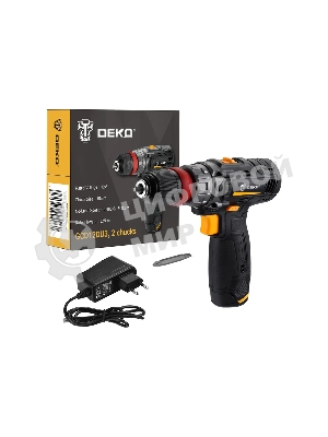 Дрель-шуруповерт Deko GCD12DU3, 12 В, 1.5 Ач, 32 Нм, щеточный
