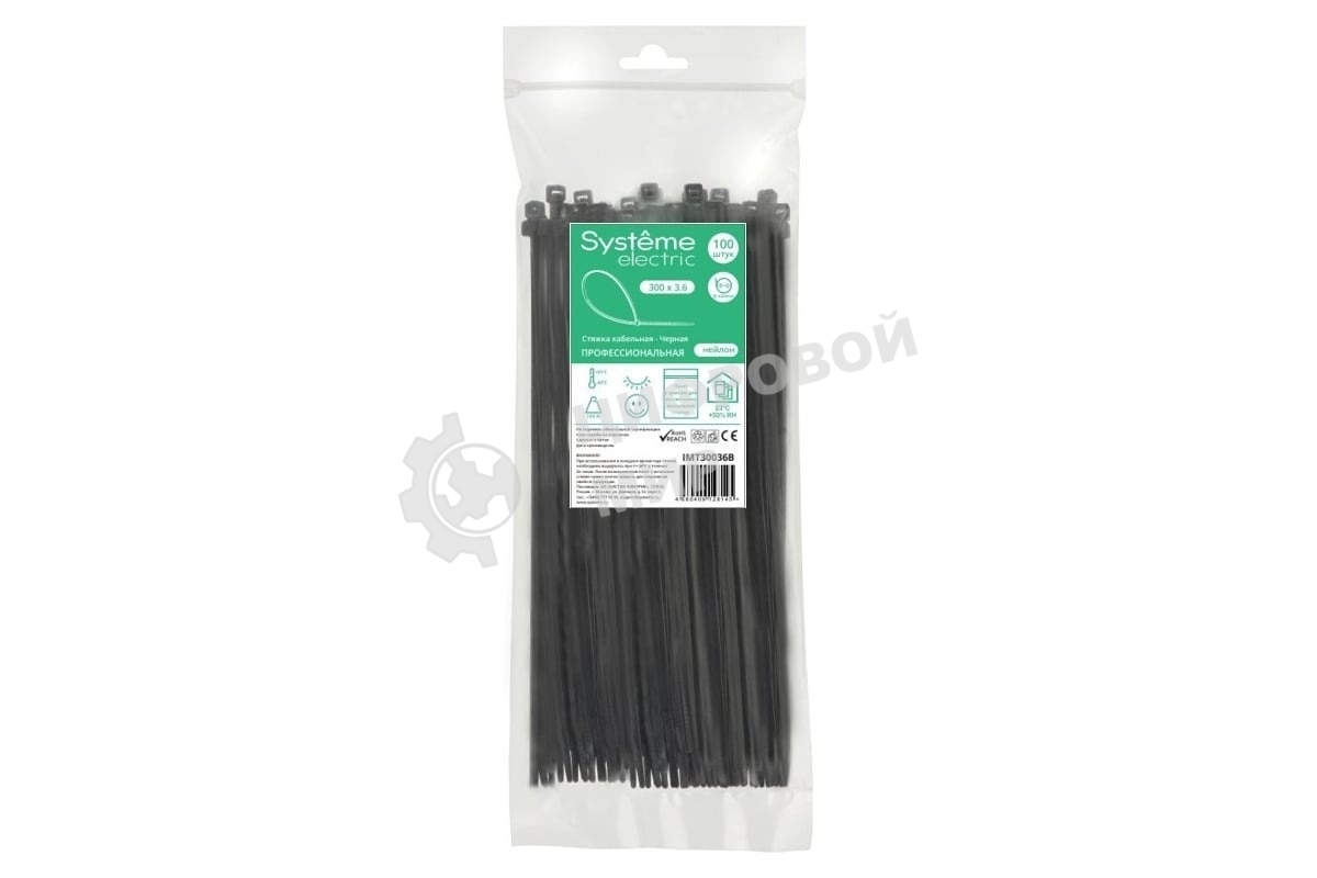 Стяжка кабельная 300х3.6 черный (уп. 100 шт) SE IMT30036B