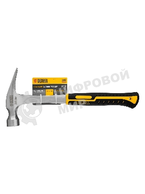 Молоток-гвоздодер Denzel 560 г, цельнометаллический, двухкомпонентная рукоятка