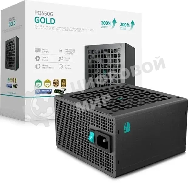 Блок питания Deepcool/GamerStorm PQ650G (ATX 3.1, 650W, Full Cable Management, PWM 120мм fan, 80 PLUS GOLD, Active PFC + Half Bridge + DC/DC, Full Japanese Capasitors, Gen5 PCIe) RET